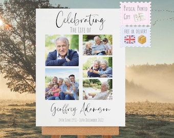 Funeral Memorial Poster, Celebration of Life Sign, Memorial Photo Board, Photo Funeral Sign, Personalised Remembrance, Funeral Collage Board