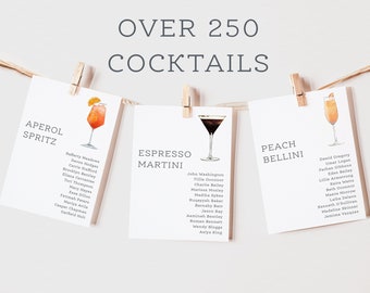 Cocktail Wedding Table Plan Cards | Cocktail Table Plan | Seating Plan Cards | Drink Table Plan | Wedding Cards | Table Names | PRINTED