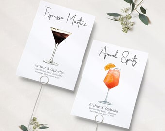 Cocktail Table Names |  Cocktail Themed Table Cards | Wedding Table Numbers | Drink Table Names | Reception Table Numbers | PRINTED