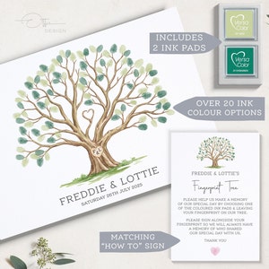 Arbre à empreintes digitales de mariage | Affiche de livre d'or | ENCRES INCLUSES | Empreinte digitale personnalisée | IMPRIMÉ | Panneaux pour le jour du mariage | Panneaux pour la réception de mariage