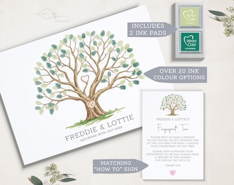 Wedding Fingerprint Tree | Guest Book Poster | INKS INCLUDED | Custom Fingerprint | PRINTED | Wedding Day Signs | Wedding Reception Signs