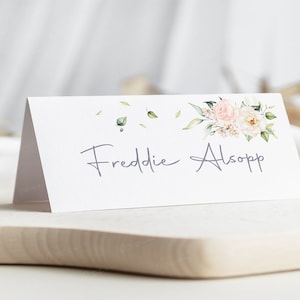 Place Card With Flower | Pink Place Card | Personalised Wedding Place Name Cards | Floral Place Cards Wedding | Place Settings Pink Rose