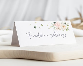 Place Card With Flower | Pink Place Card | Personalised Wedding Place Name Cards | Floral Place Cards Wedding | Place Settings Pink Rose