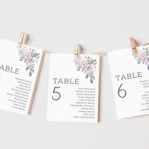Wedding Table Plan Cards | Table Number's | Seating Plan Cards | Lilac, Pink, White Wedding Stationery | Table Plan | Table Names | PRINTED