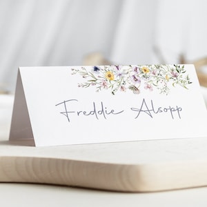 Wild Flower Wedding Place Cards |  Guest Place Names | Personalised Wedding Place Name Cards | Floral Place Cards Wedding | Place Settings
