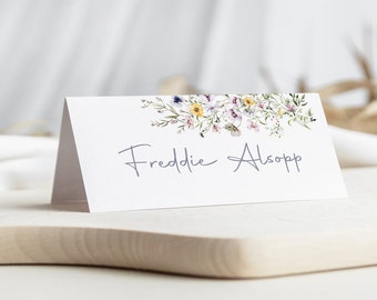 Wild Flower Wedding Place Cards |  Guest Place Names | Personalised Wedding Place Name Cards | Floral Place Cards Wedding | Place Settings