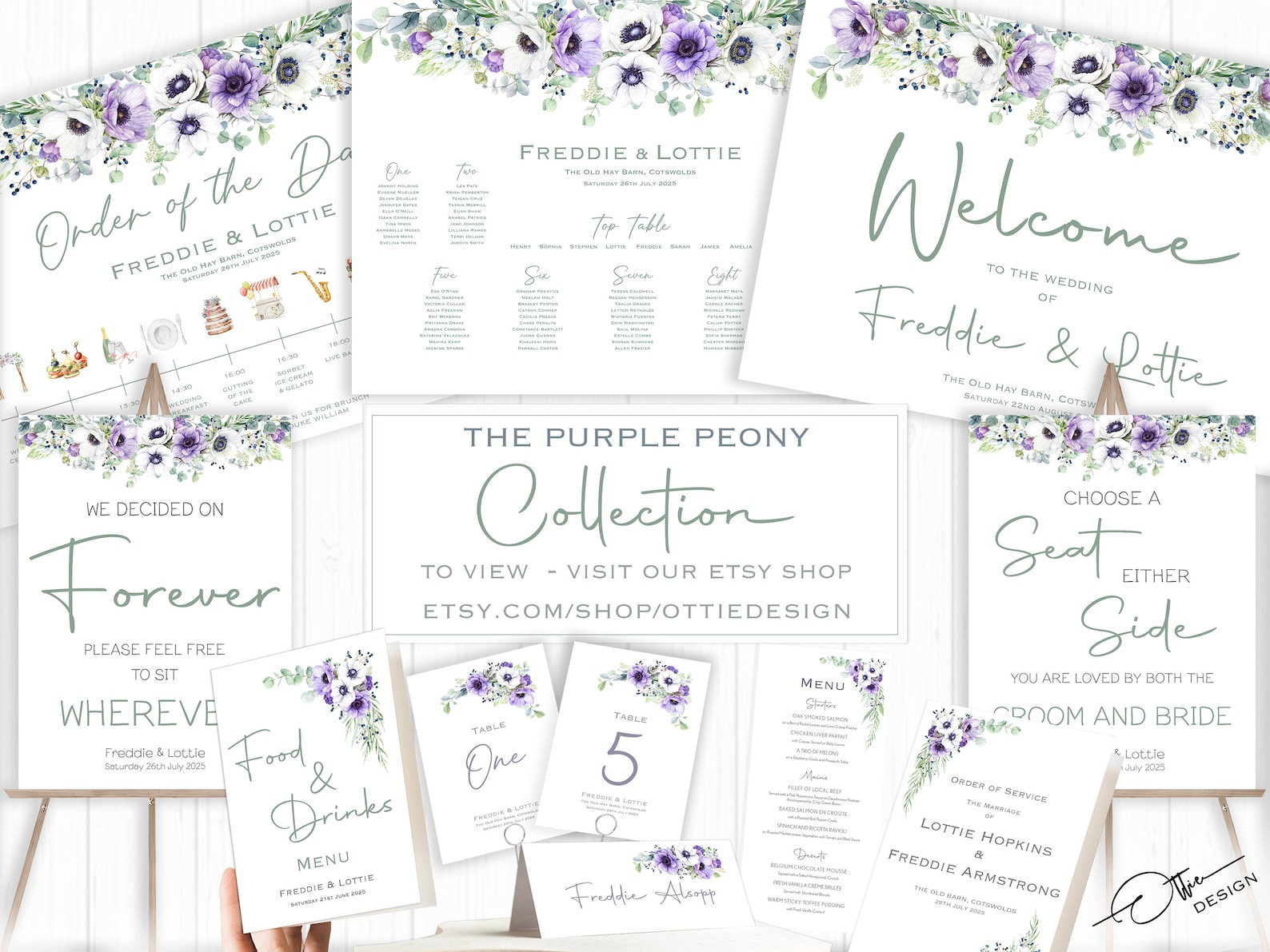 Purple Wedding Table Numbers | Purple Floral Wedding | Lilac Table ...