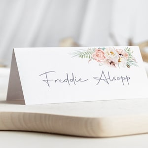 Tarjeta de lugar de boda rosa / Tarjeta de lugar rosa / Tarjetas de nombre de lugar de boda personalizadas / Tarjetas de lugar florales Boda / Configuración de lugar Rosa rosa