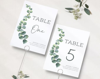 Green Wedding Table Numbers | Green Floral Wedding Reception | Table Names | Reception Table Numbers | Table Name Cards | A5 & A6