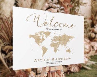 World Map Wedding Welcome | Travel Themed Wedding Sign | Where In The World Wedding Sign | Destination Wedding Sign | Map Wedding Sign