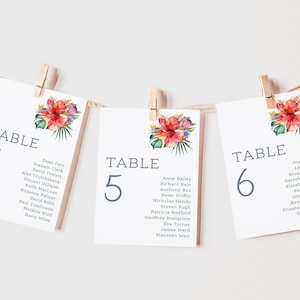 Tropical  Wedding Seating Plan Cards | Table Plan Cards | Table Number&#39;s | Table Plan | Seating Chart | Wedding Cards | Table Names|PRINTED