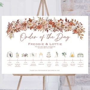Wedding Order Of The Day | Autumnal Wedding Sign | Reception Sign | Wedding Timeline Sign | Wedding Signs | Wedding Welcome Sign | Printed