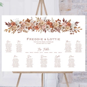 Autumnal Wedding Table Plan | Wedding Breakfast Seating Plan | Reception Sign | Seating Chart | Table Planner | Wedding Signs | Printed