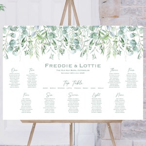 Green Leaf Wedding Seating Plan, Botanical Wedding Table Plan, Wedding Table Plan Poster, Seating Chart, Table Planner, Wedding Signs