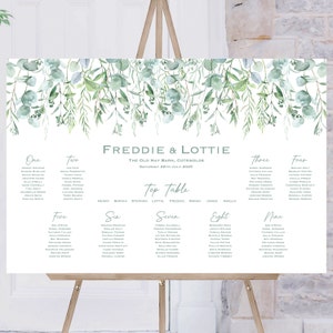 Wedding Table Plan | Green Leaf  Seating Plan | Wedding Table Plan Poster | Seating Chart | Table Planner | Wedding Signs | FREE Delivery