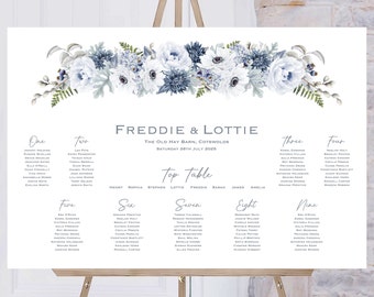 Dusky Blue Wedding Table Plan | Wedding Breakfast Seating Plan | Reception Sign | Seating Chart | Table Planner | Wedding Signs | Printed