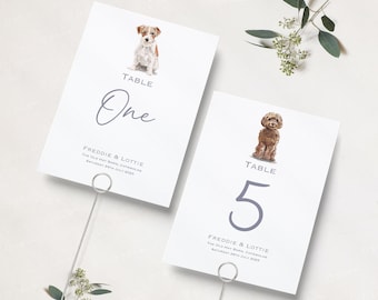 Dog Wedding Table Numbers | Pooch Wedding Reception Table Numbers | Wedding Table Names | Table Name Cards | A5 & A6 | Printed