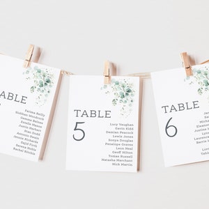 Table Plan Name Cards | Table Number's | Seating Plan Cards | Eucalyptus Wedding Stationery | Table Cards | Table Names | PRINTED