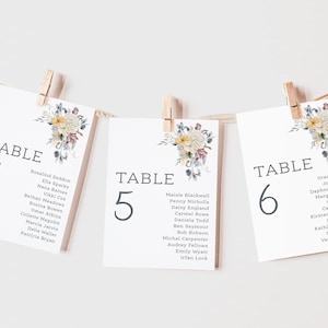 Wedding Table Plan Cards | Table Number&#39;s | Seating Plan Cards | Yellow, Blue, Red Wedding Stationery | Wedding Cards | Table Names |PRINTED