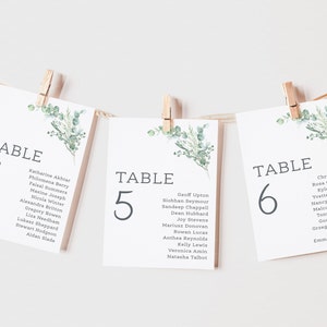 Wedding Seating Plan Cards | Green Leaf Table Plan Cards | Table Number's | Table Plan | Seating Chart | Wedding Cards | Table Names|PRINTED
