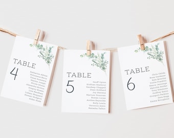Wedding Seating Plan Cards | Green Leaf Table Plan Cards | Table Number's | Table Plan | Seating Chart | Wedding Cards | Table Names|PRINTED