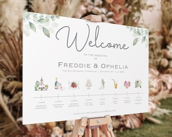 Wedding Welcome Order Of The Day | Wedding Event Sign | Reception Sign | Wedding Timeline Sign | Wedding Signs, Wedding Welcome Sign | UK