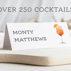 Cocktail Wedding Place Cards | Cocktail Place Setting | Guest Name Cards | Personalised Wedding Place Name Cards | Cocktail Table Names