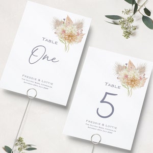 Numéros de table de mariage bohème | Numéros de table de réception de mariage | Noms de table de mariage | Cartes de visite | A5 et A6 | Imprimé