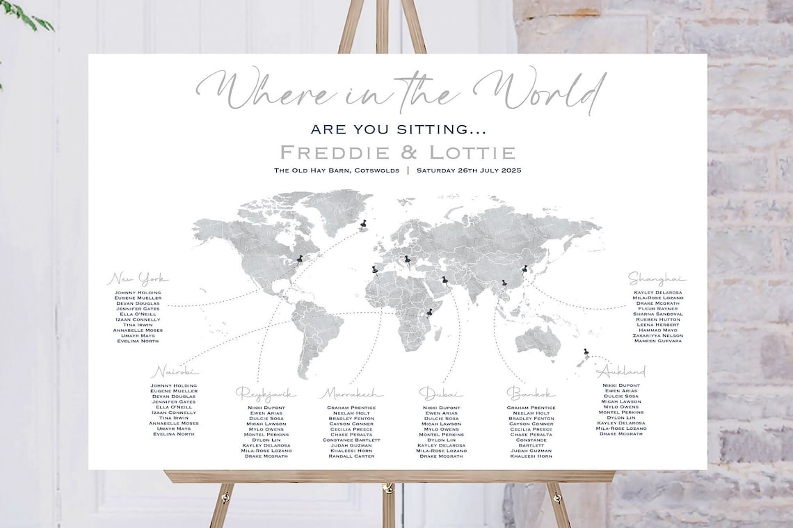 World Map Wedding Table Plan Where in the World Are You - Etsy UK