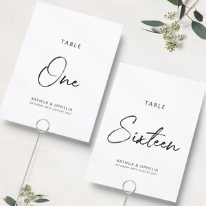 Números de mesa de boda modernos / Números de mesa de boda de caligrafía / Números de mesa de recepción / Números de mesa simples / Números de mesa elegantes
