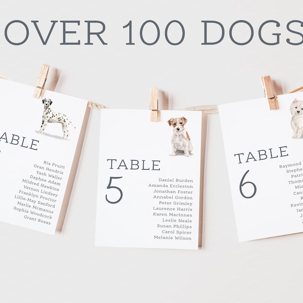 Dog Wedding Table Plan Cards | My Humans Are Getting Married Table Plan | Seating Plan Cards | Dog Wedding | Wedding Cards | PRINTED