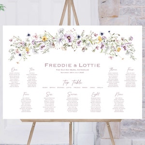 Wild Flower Wedding Table Plan | Wedding Breakfast Seating Plan | Reception Sign | Seating Chart | Table Planner | Wedding Signs | Printed