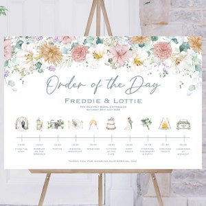 Floral Icon Wedding Order Of The Day | Reception Sign | Wedding Timeline Sign | Event Sign | Wedding Welcome Sign | Wedding Invite | Printed