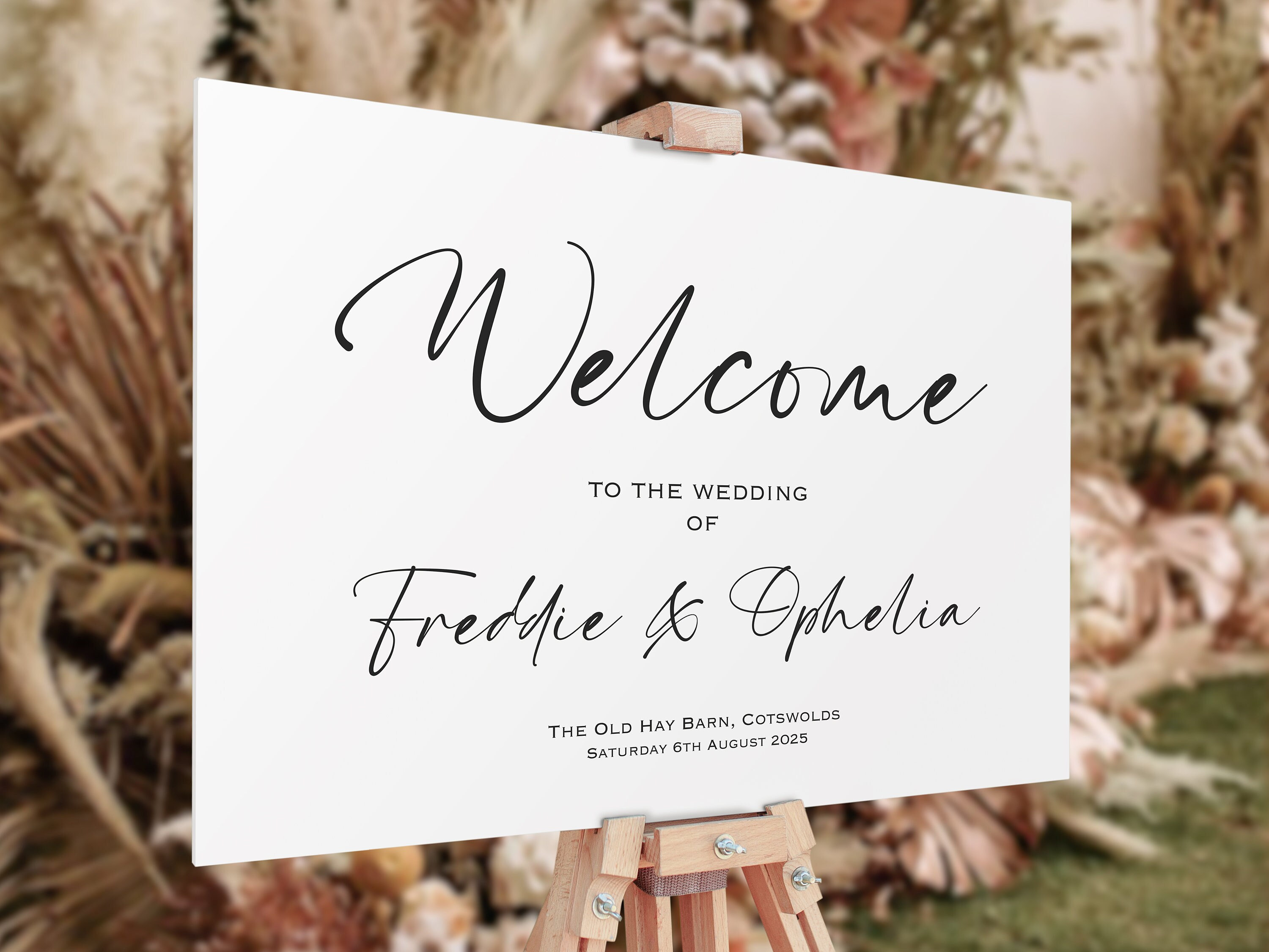 Calligraphy Wedding Welcome Sign | Personalised Wedding Welcome Sign | Welcome Sign Order of the Day, Minimalist Welcome Sign, Printed A1 A2