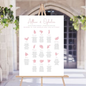 Travel Wedding Table Plan | World Map Wedding Table Plan | Where in the World Are You Sitting ...
