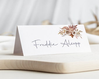 Wedding Place Card | Autumnal Place Card | Personalised Wedding Place Name Cards | Floral Place Cards Wedding | Green Place Settings