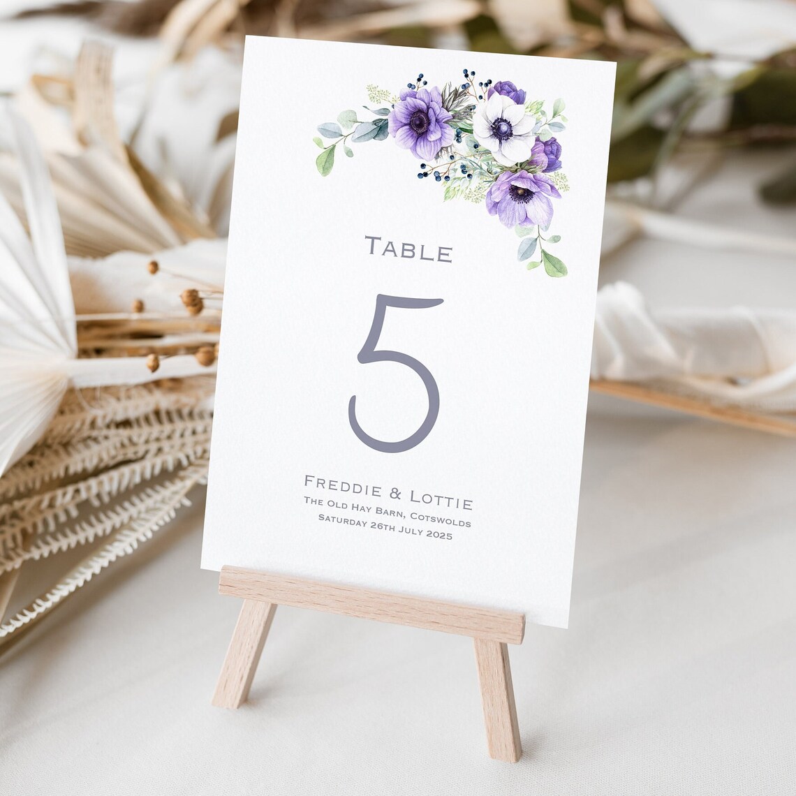 Purple Wedding Table Numbers | Purple Floral Wedding | Lilac Table ...