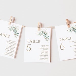 Wedding Table Plan Cards | Green & Gold Leaf Table Number's | Seating Plan Cards | Seating Chart | Wedding Cards | Table Names | PRINTED