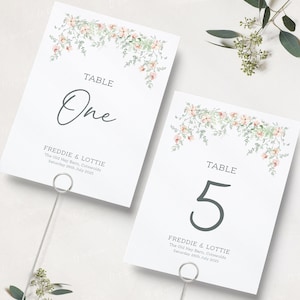 Numéros de table fantaisistes | Noms de table de réception de mariage | Cartes de visite pour mariage | Cartes de visite | Mariage d'été | Mariage de printemps | Imprimé