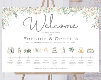 Wedding Welcome Sign | Order Of The Day | Whimsical Wedding | Reception Sign | Wedding Timeline | Wedding Signs | Summer Wedding | Printed