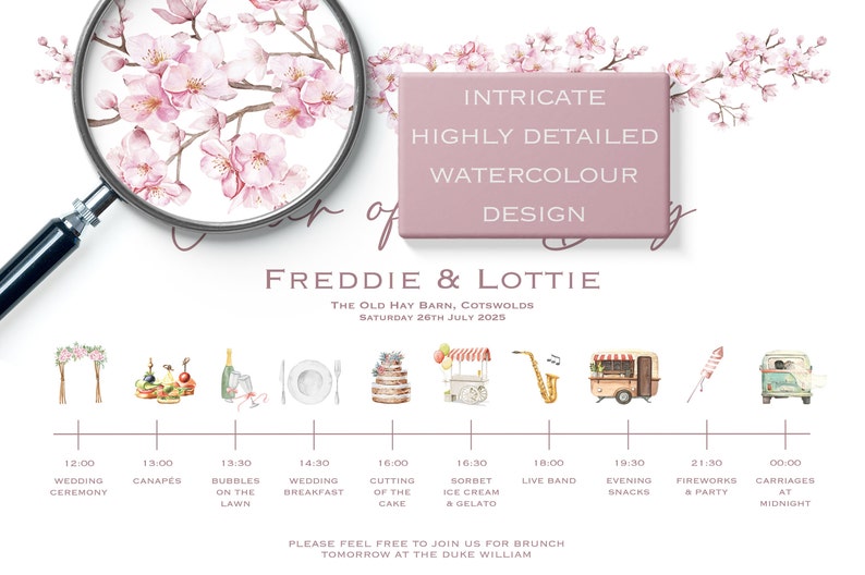 Wedding Order Of The Day Pink Cherry Blossom Sign Reception Sign Wedding Timeline Sign Wedding Signs Wedding Welcome Sign Printed image 3