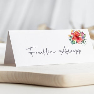 Tropical Wedding Place Card | Tropical Greenery Place Card | Tropical Name Plates | Personalised Wedding Place Name Cards |Floral Place Card