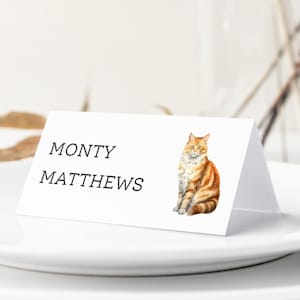 Cat Themed Wedding Place Cards | Guest Wedding Place Cards | Cat Wedding Cards | Pet Guest Name Cards | Personalised Wedding Place Name Card