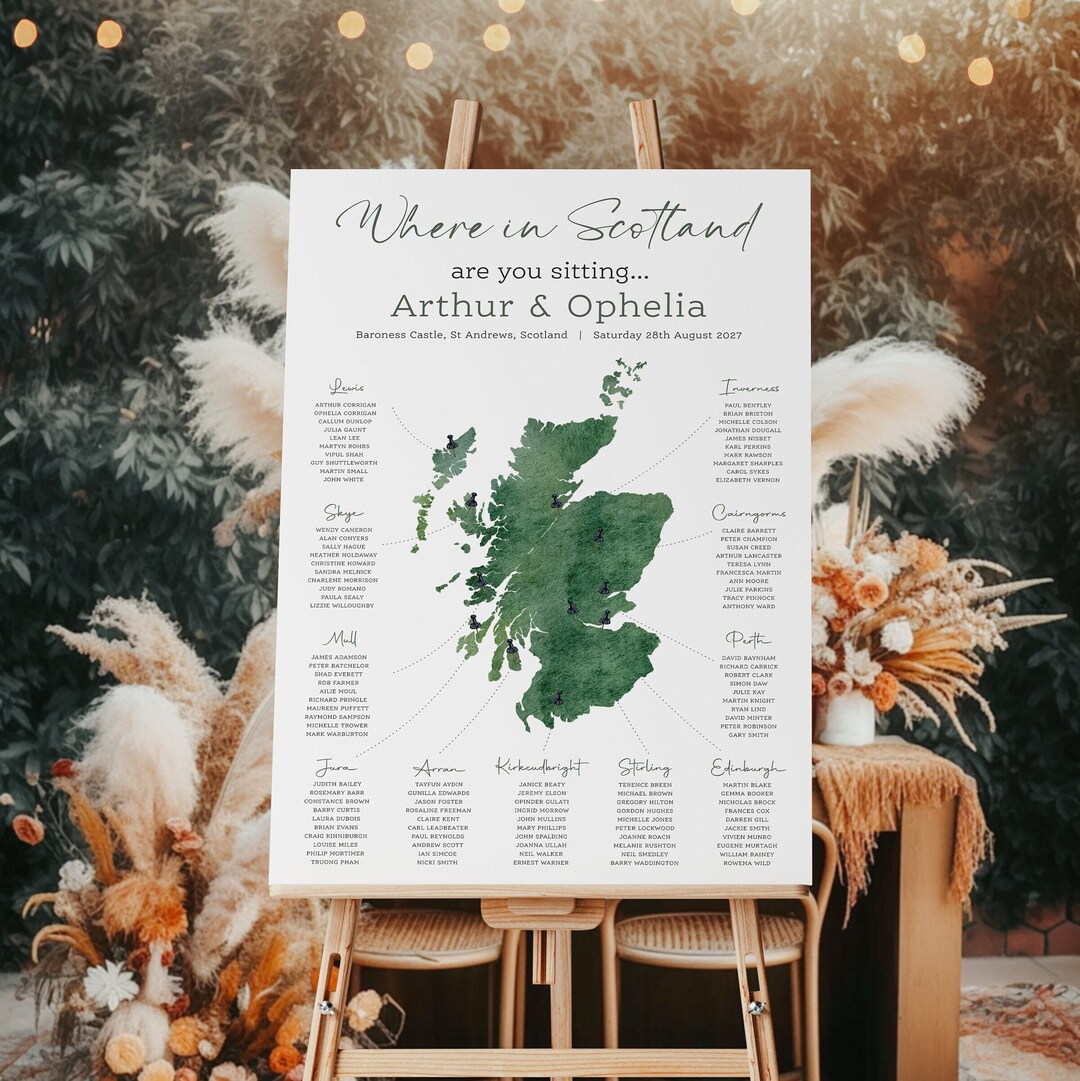 Scotland Table Plan Map of Scotland Wedding Table Plan destination