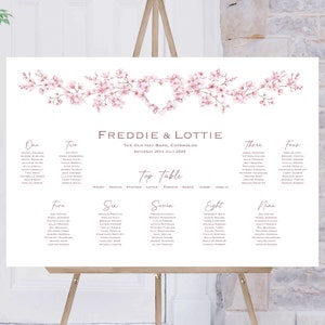 Cherry Blossom Wedding Table Plan | Wedding Breakfast Seating Plan | Reception Sign | Seating Chart | Table Planner | Sakura Wedding Signs