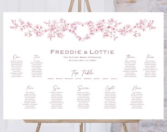 Cherry Blossom Wedding Table Plan | Wedding Breakfast Seating Plan | Reception Sign | Seating Chart | Table Planner | Sakura Wedding Signs