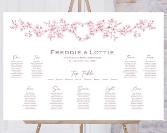 Cherry Blossom Wedding Table Plan | Wedding Breakfast Seating Plan | Reception Sign | Seating Chart | Table Planner | Sakura Wedding Signs