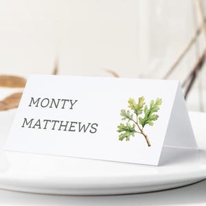 Tree Leaf Place Cards, Botanical Wedding Guest Name Cards, Garden Wedding, Woodland Wedding, Leaf Name Settings, Illustrated Wedding