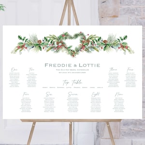 Christmas Wedding Table Plan | Winter Wedding Table Planner | Breakfast Seating Plan | Reception Sign | Seating Chart | Wedding Signs | UK