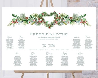 Christmas Wedding Table Plan | Winter Wedding Table Planner | Breakfast Seating Plan | Reception Sign | Seating Chart | Wedding Signs | UK
